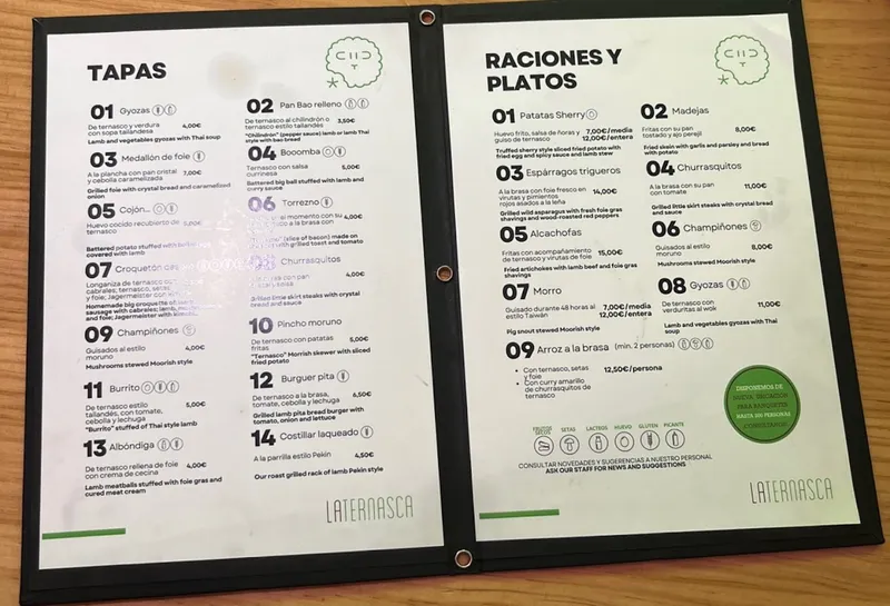 menu 1 of La Ternasca | El Tubo Zaragoza
