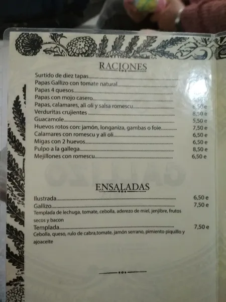 menu 2 of Bar Gallizo