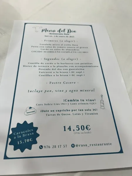 menu 1 of Restaurante Rasa