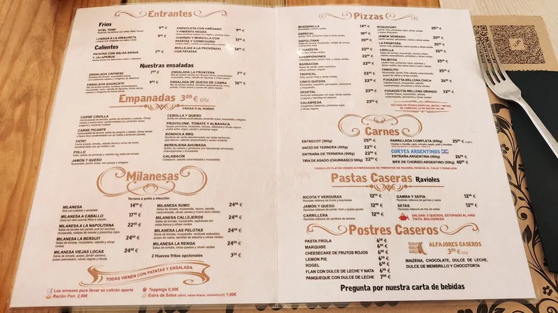 menu 0 of LA FRONTERA