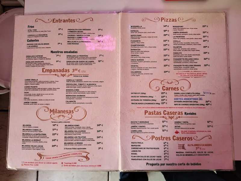 menu 2 of LA FRONTERA