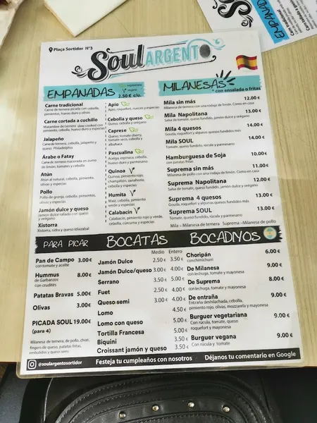 menu 2 of Soul Argento