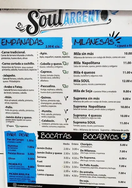 menu 0 of Soul Argento