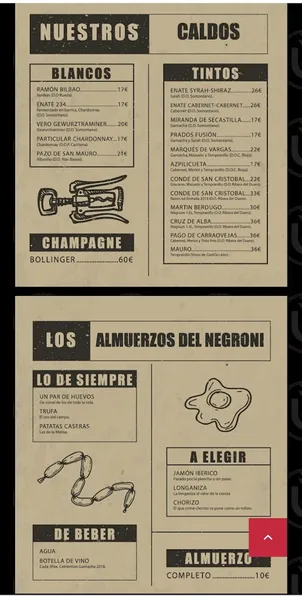menu 0 of El Viejo Negroni