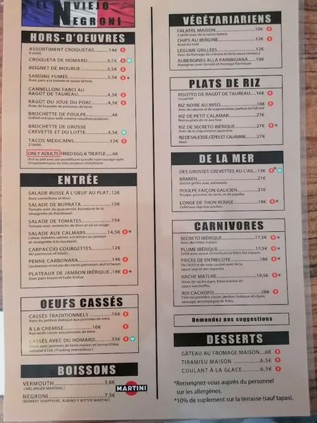 menu 1 of El Viejo Negroni