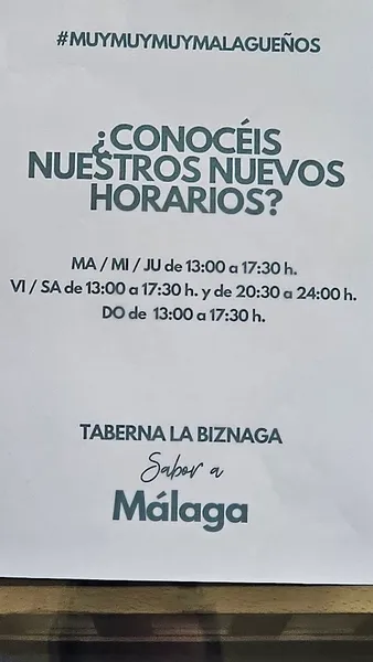 menu 2 of Taberna La Biznaga