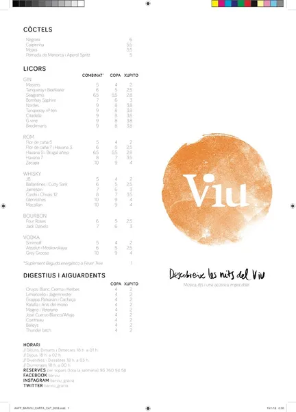 menu 1 of Bar Viu