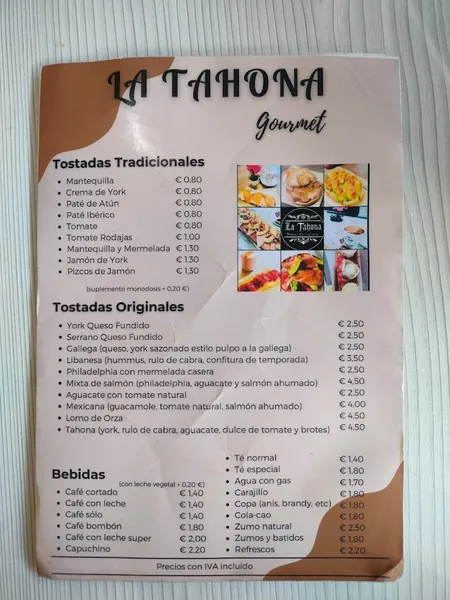 menu 1 of La Tahona Gourmet cafetería