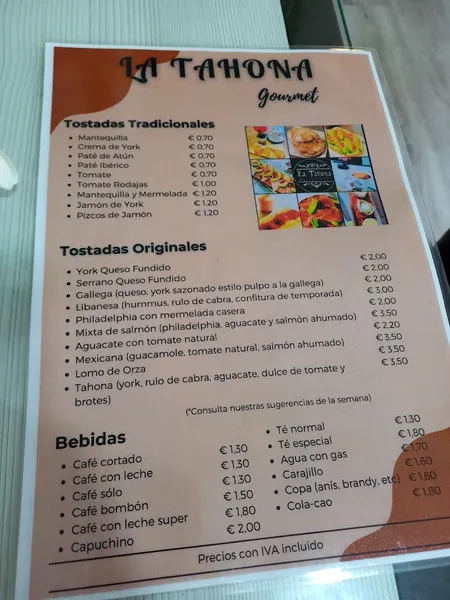 menu 2 of La Tahona Gourmet cafetería