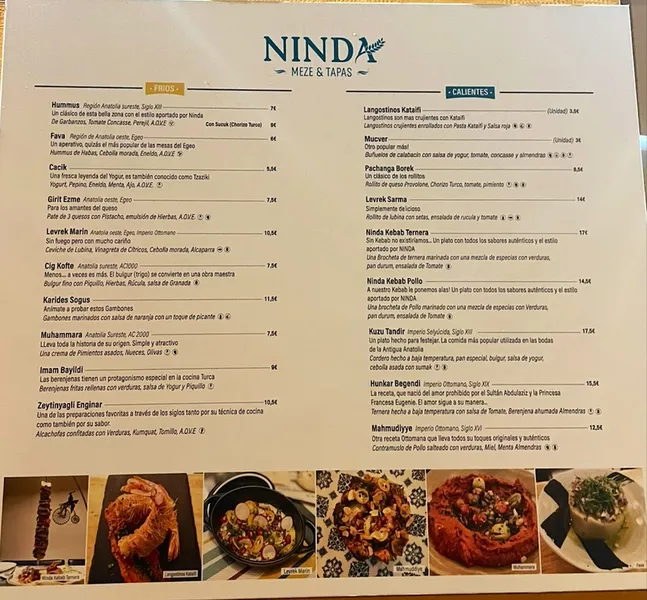 menu 0 of Restaurante Ninda | Valencia | Turkish Cuisine | Wine