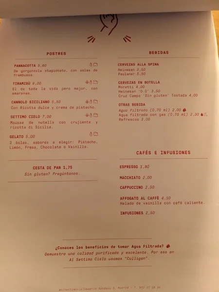 menu 2 of Al Settimo Cielo