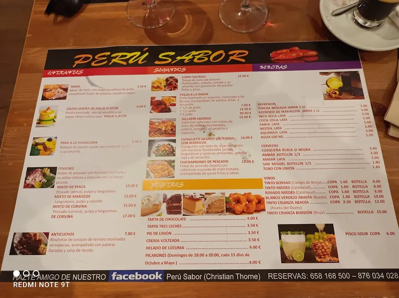 menu 1 of Perú Sabor