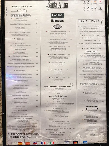 menu 0 of Restaurante Santa Anna