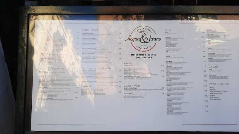 menu 0 of ACQUA&FARINA