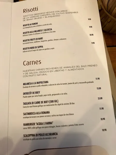 menu 2 of ACQUA&FARINA