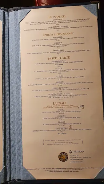 menu 0 of Velissima Barcelona
