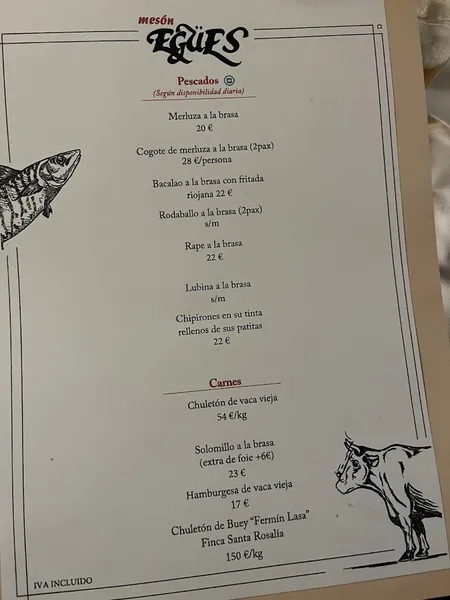menu 1 of Mesón Egüés