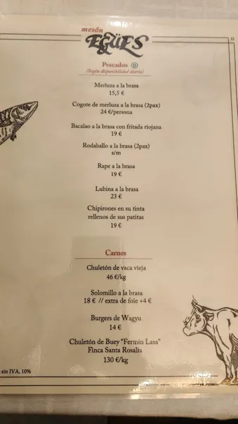 menu 2 of Mesón Egüés