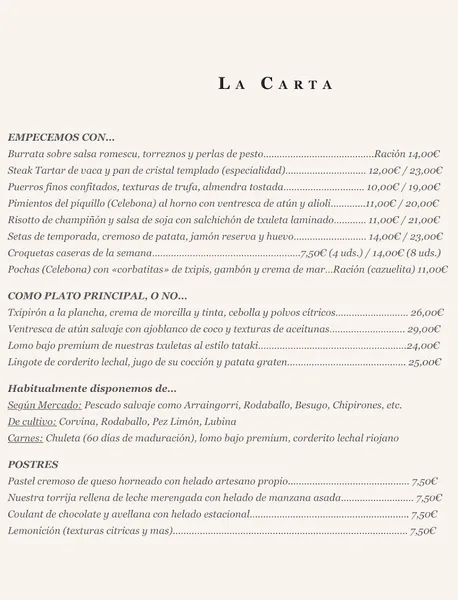 menu 0 of Restaurante Moderna Tradición