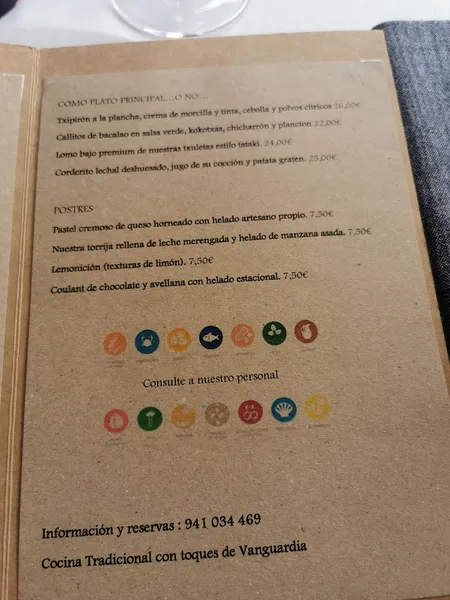 menu 2 of Restaurante Moderna Tradición