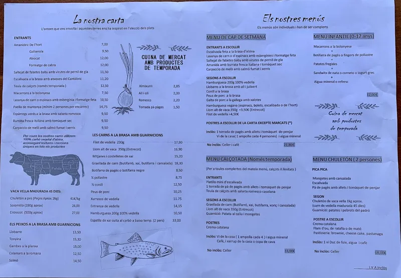 menu 0 of El Racó de Collserola