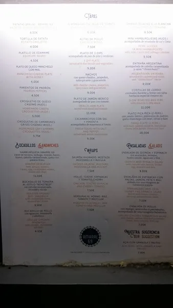 menu 2 of Amarre 69 - Vegan food & Drinks