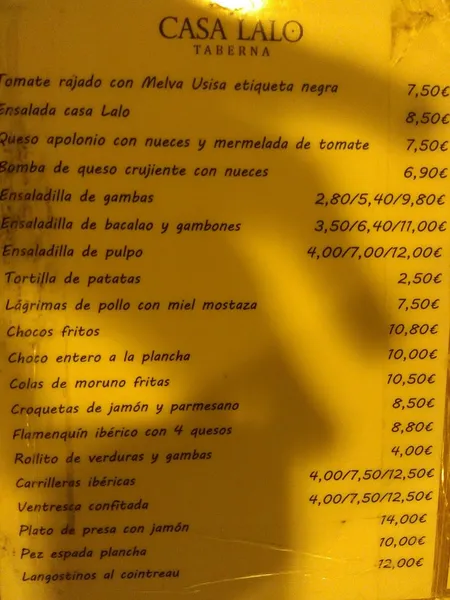 menu 2 of Restaurante & Bar de Tapas - Casa Lalo Taberna