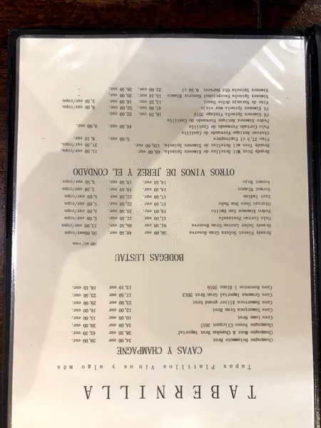 menu 0 of La Tabernilla