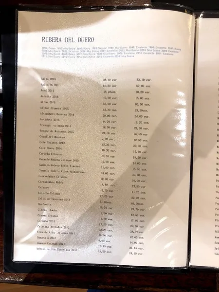 menu 2 of La Tabernilla