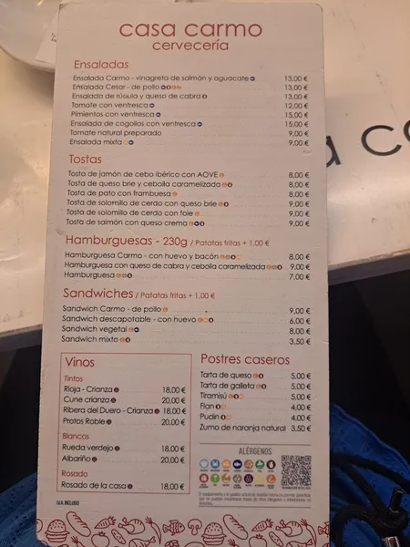 menu 0 of Casa Carmo