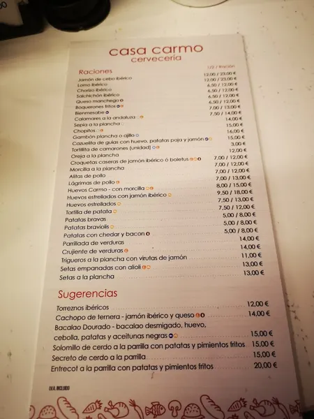 menu 1 of Casa Carmo
