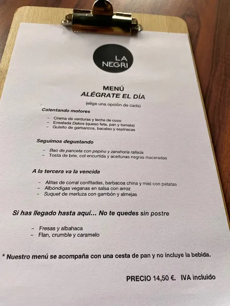 menu 0 of La Negri