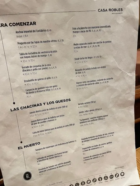 menu 0 of Restaurante Casa Robles
