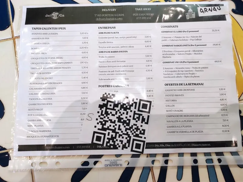 menu 0 of Bar jai-ca