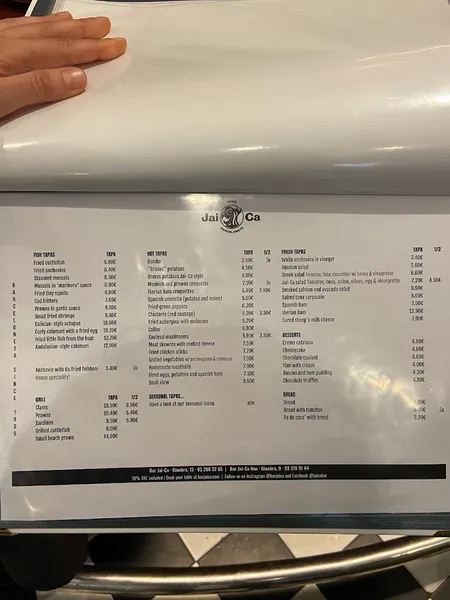 menu 2 of Bar jai-ca