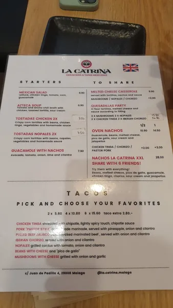 menu 1 of La Catrina - Cervecería y Tapas Mexicanas