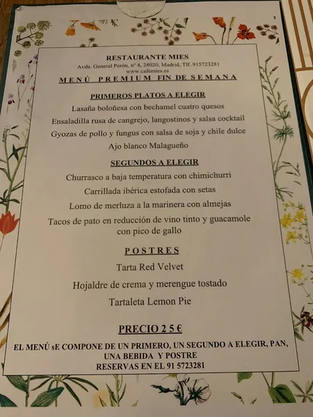 menu 0 of Café Mies