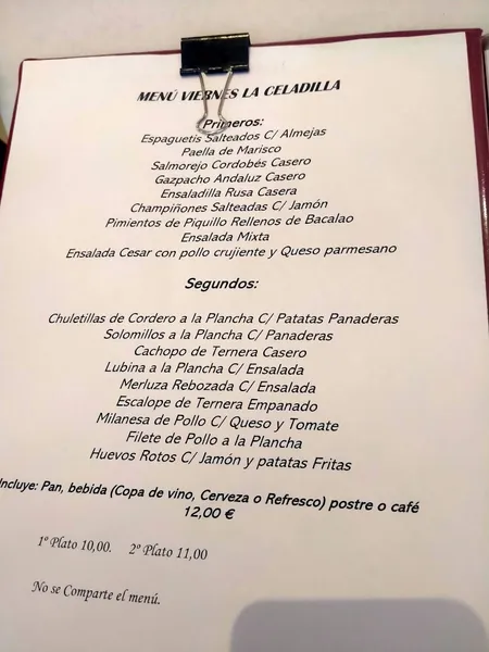 menu 2 of La Celadilla Cafetería - Restaurante