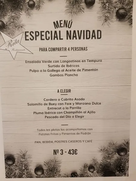 menu 0 of Restaurante Rita