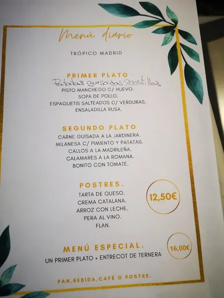 menu 0 of Bar Trópico Restaurant