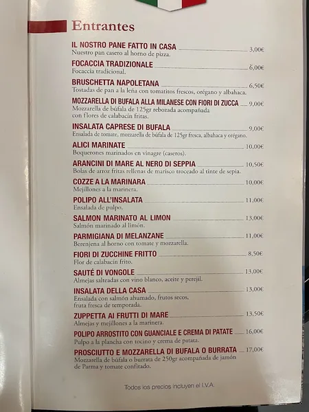 menu 0 of IL Golfo Di Napoli SL