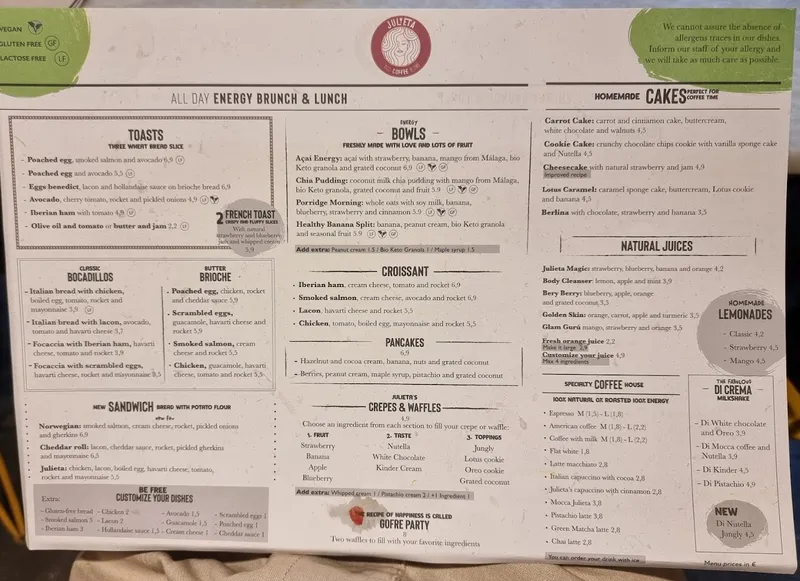 menu 2 of Julieta Coffee
