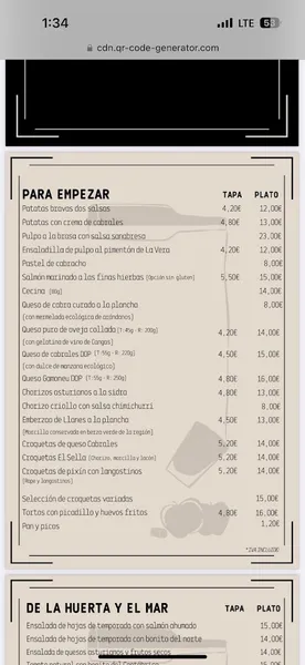 menu 2 of Restaurante El Sella Triana (Sevilla)