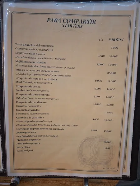 menu 1 of Gascona