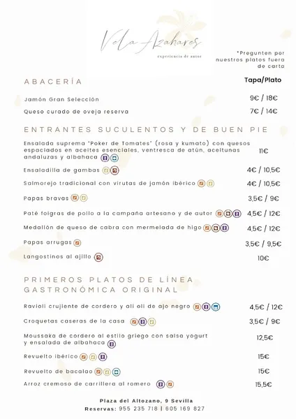 menu 0 of Restaurante Vela Azahares en Triana