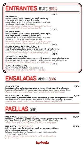 menu 1 of Barkada BCN