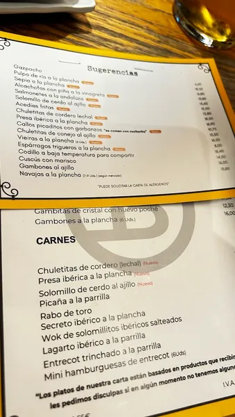 menu 0 of Bienmesabe Trafalgar