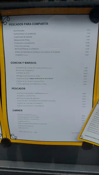 menu 2 of Bienmesabe Trafalgar