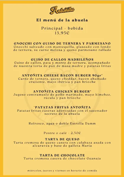 menu 1 of Antoñita