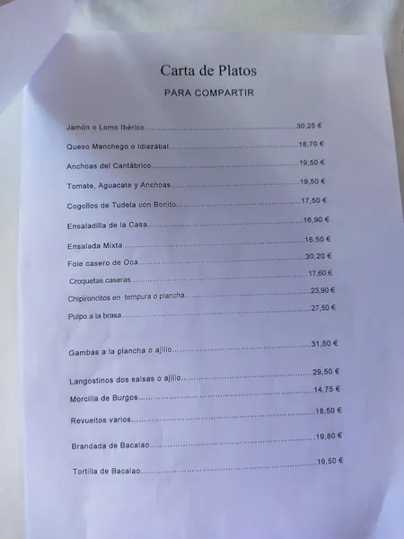 menu 1 of Mesón Txistu